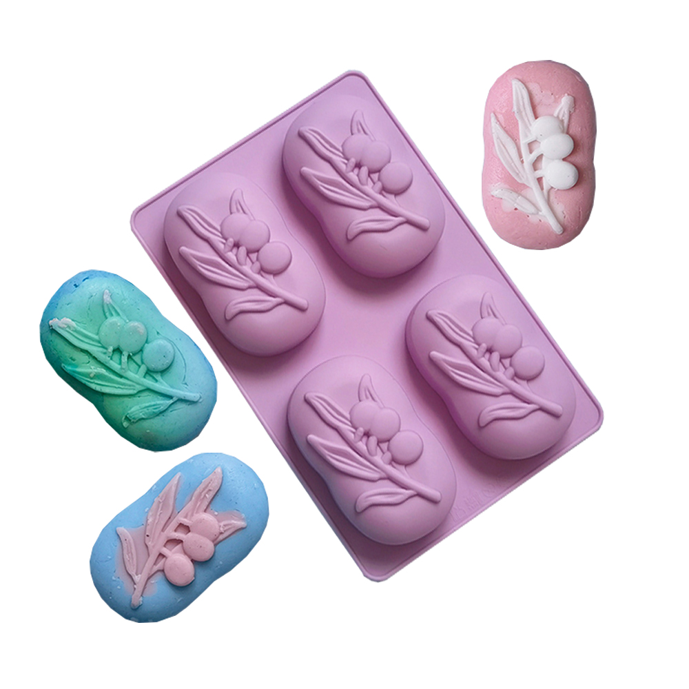 Soap Making Lab - 4 Cavities Oval Olive Tree Silicone