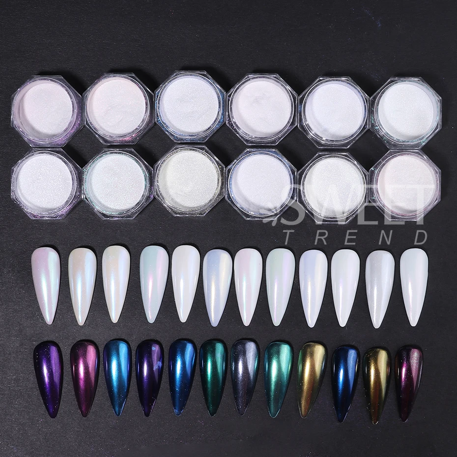 12pcs/set Shimmer Aurora Nail  - Mica Powder Colorant 评论和价格